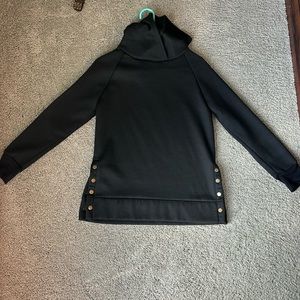 C+D+M side snap black hoodie